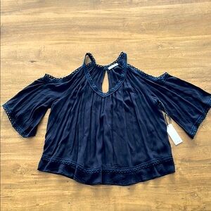 Women's Black Cold Shoulder Top - Size M